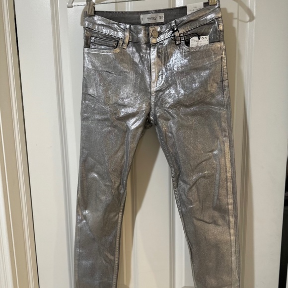 MANGO Denim Silver Coated Sheen Jean - Picture 3 of 4
